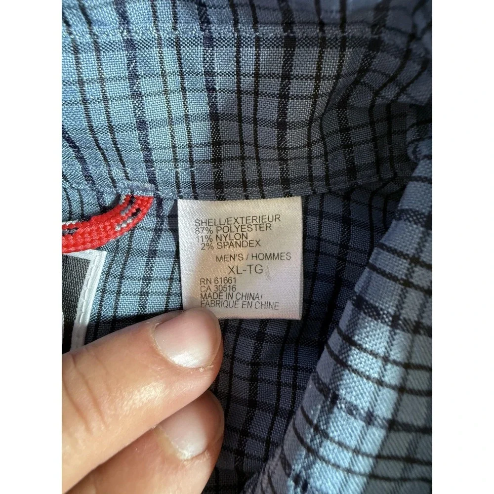 The North Face Shirt Mens XL Blue Plaid Stretch Button Up Short Sleeve Casual